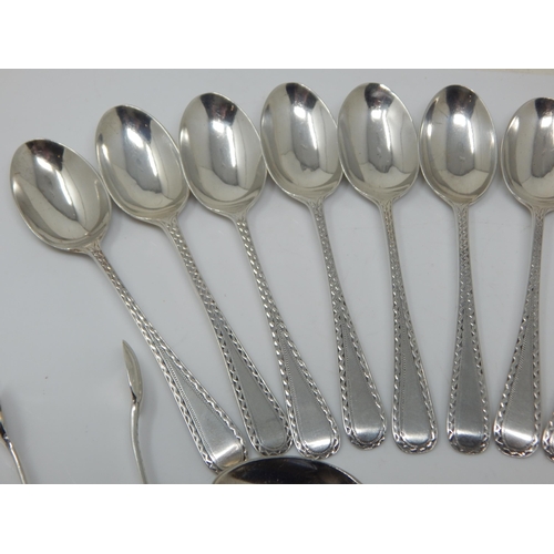 289 - A Quantity of Hallmarked Silver Tea & Coffee Spoons, Tongs & Forks: Weight 232g (lot)