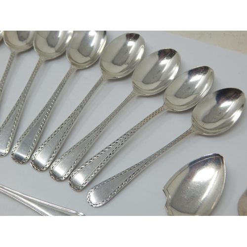 289 - A Quantity of Hallmarked Silver Tea & Coffee Spoons, Tongs & Forks: Weight 232g (lot)