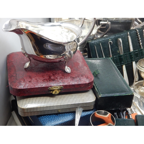 290 - A Large Group of Silver Plated Wares Including Entree Dishes, Art Deco Tea Service, Toast Racks, Fla... 