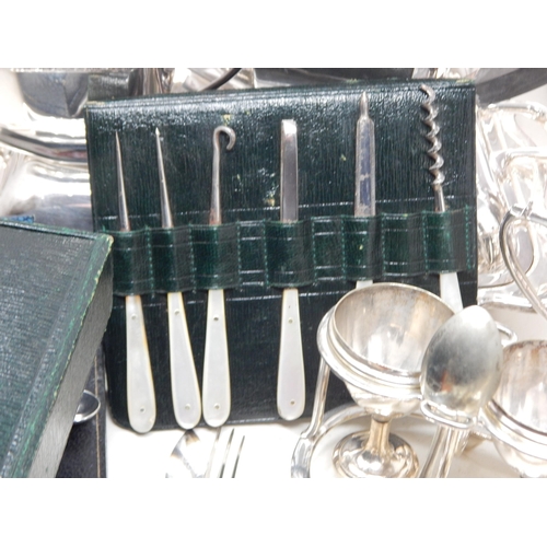 290 - A Large Group of Silver Plated Wares Including Entree Dishes, Art Deco Tea Service, Toast Racks, Fla... 