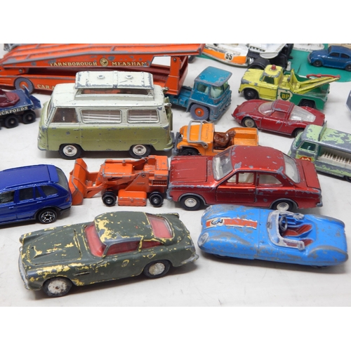 396 - A Box Full of Vintage Playworn Vehicles together with Playmat