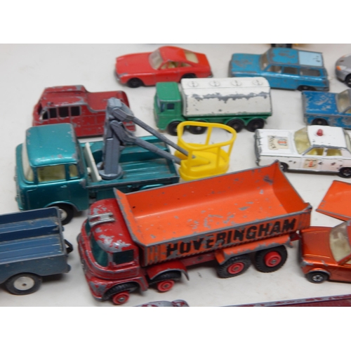 396 - A Box Full of Vintage Playworn Vehicles together with Playmat