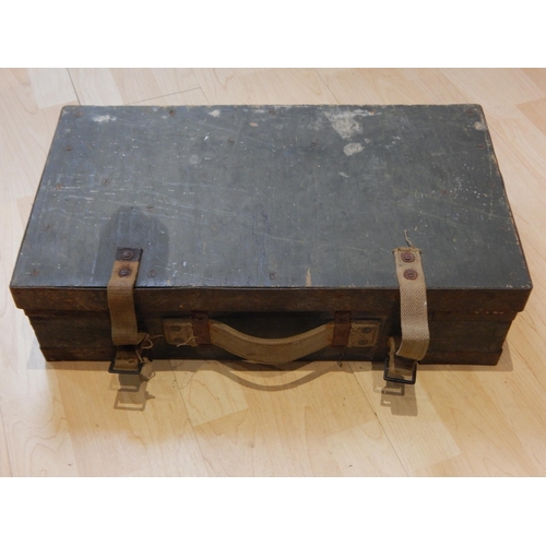 367 - A Military Butchers Kit in Original Wooden & Metal Banded Case with Webbing Handles.