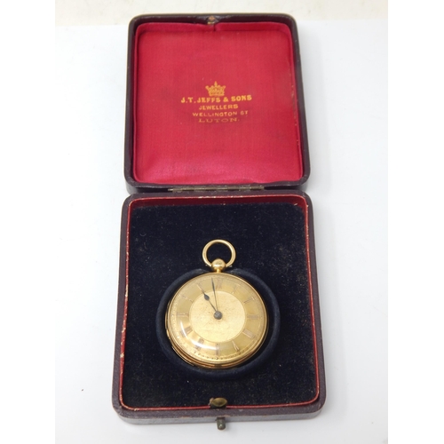 185 - 18ct Gold Gentleman's Key Wind Pocket Watch: Gross weight 60.82g in fitted case.