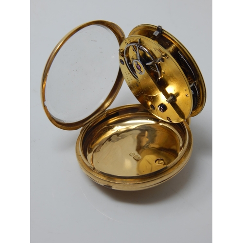 185 - 18ct Gold Gentleman's Key Wind Pocket Watch: Gross weight 60.82g in fitted case.