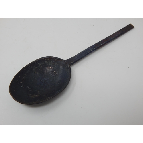 16th Century Slip Top Pewter Spoon with Fig Shaped Bowl c.1550: Makers Mark "I.T" to Bowl (Please See Images) Length 15.7cm