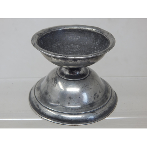65 - 18th Century Continental Pewter Salt c,1730 of Conical Form on Spreading Circular Base.
