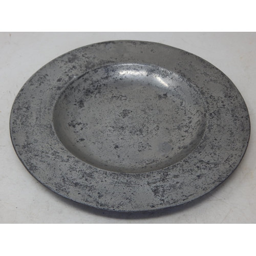 90 - Charles II Pewter Broad Rimmed Plate c.1660 by Roger Willoughby: Diameter 28.6cm