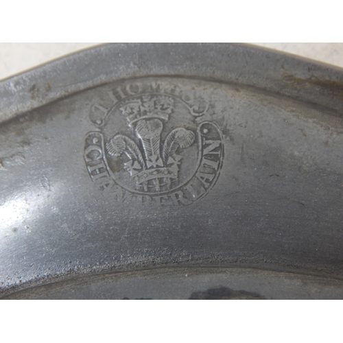 100 - A Pair of 18th Century Pewter Wavy Edge Plates c.1750 by Thomas Chamberlain: Diameter 24.5cm