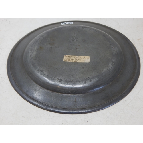 94 - 18th Century Pewter Plate c.1750 by Samuel Duncombe: Diameter 23.4cm