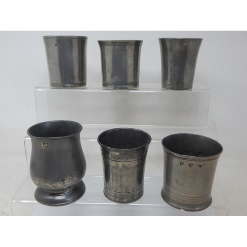 A Quantity of 19th Century Pewter Beakers (6)