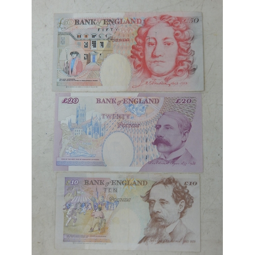 59 - Set of pre-polymer banknotes £50, £20 and £10 (lot)