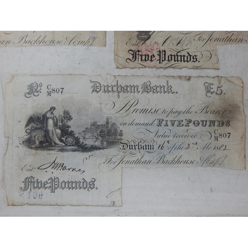 65 - Group of 5 x Darlington Bank white £5 notes all dated 1870s -1880s (lot) Fair condition