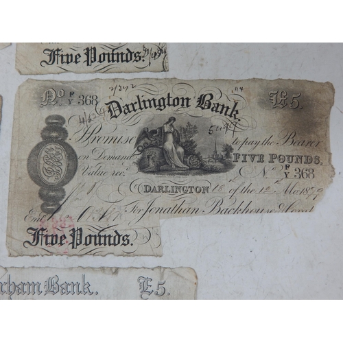 65 - Group of 5 x Darlington Bank white £5 notes all dated 1870s -1880s (lot) Fair condition