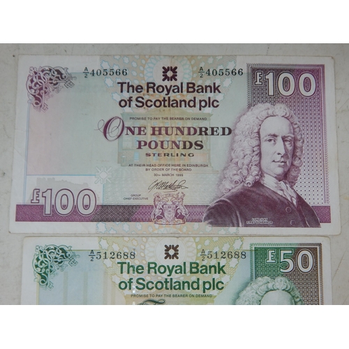 71 - The Royal Bank of Scotland collection of 4 x Banknotes £100, £50, £20 and £10 (total face value £180... 