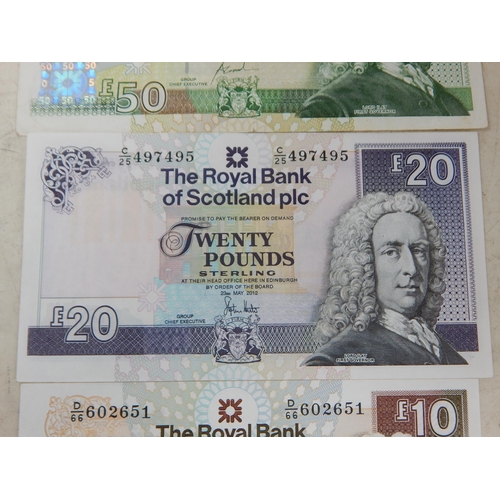 71 - The Royal Bank of Scotland collection of 4 x Banknotes £100, £50, £20 and £10 (total face value £180... 