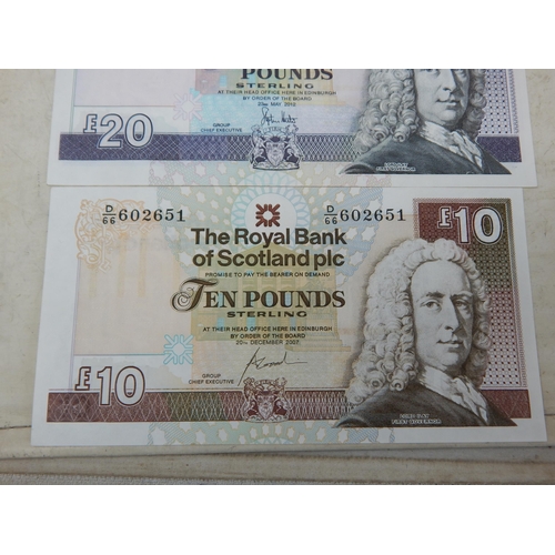71 - The Royal Bank of Scotland collection of 4 x Banknotes £100, £50, £20 and £10 (total face value £180... 