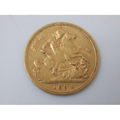 61 - Victoria Veil Head Gold Half Sovereign 1894
