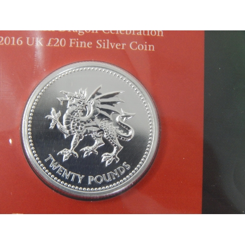 86 - Pride of Wales Welsh Dragon 2016 £20 Silver coin; A Silver Sixpence 2016; Shakespeare 2016 UK £50 Fi... 