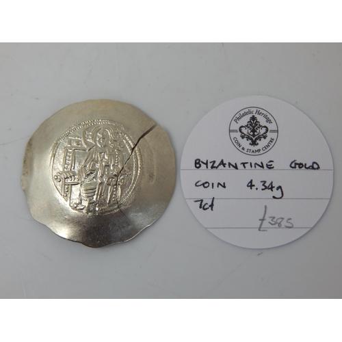 67 - Byzantine Gold Coin tests 7ct Gold great detail but cracked planchet, scarce