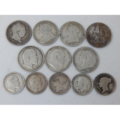68 - George III Silver Shilling 1816, Victoria Veil Head Shillings 1897, 1899, 1900, 1901; Edward VII Sil... 