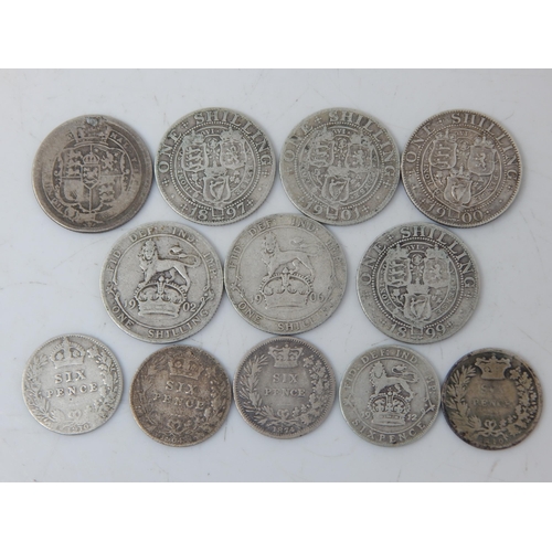 68 - George III Silver Shilling 1816, Victoria Veil Head Shillings 1897, 1899, 1900, 1901; Edward VII Sil... 