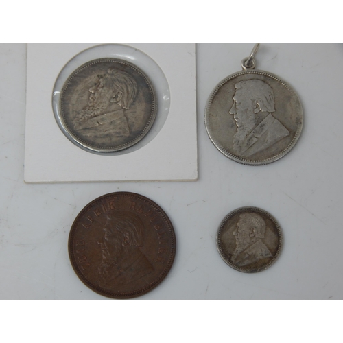 88 - South Africa Paul Kruger ZAR currency Florins 1892, 1894, Sixpence 1892; Penny 1898