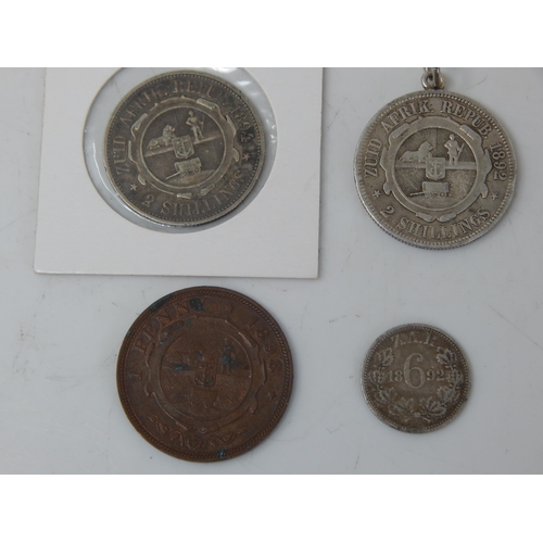 88 - South Africa Paul Kruger ZAR currency Florins 1892, 1894, Sixpence 1892; Penny 1898