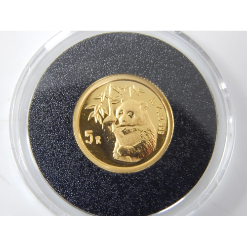 100 - China 1/20 ounce Panda 999 Fine Gold with COA