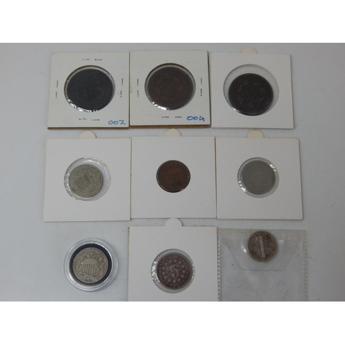 77 - USA Large Cents 1818, 1820, 1837; Indian Head Cent 1893; 5 Cents 1867, 1869, 1870, 1874, Dime 1944 (... 