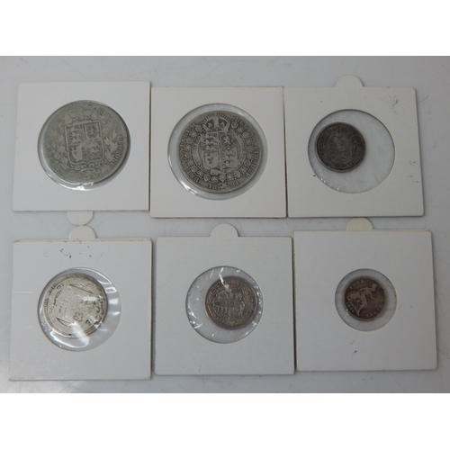 91 - George III Silver Sixpences 1817, 1819; Victoria Silver Groat 1849; Victoria Young Head Silver Halfc... 
