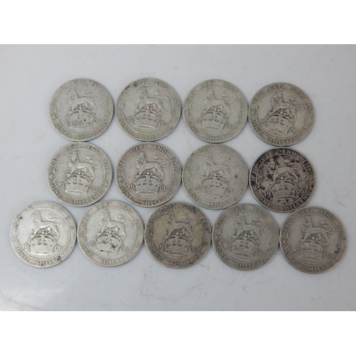 93 - Hoard of 13 x Edward VII Silver Shillings all dated 1906 (lot)