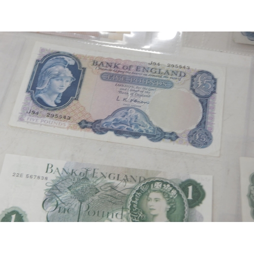 58 - A large collection of vintage Bank of England banknotes total face value £123