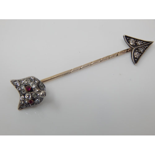 4 - Victorian Gold & Diamond Fox Head Stick Pin Set with 25 Graduated Round, Old Mine Cut & Rose Cut Dia... 