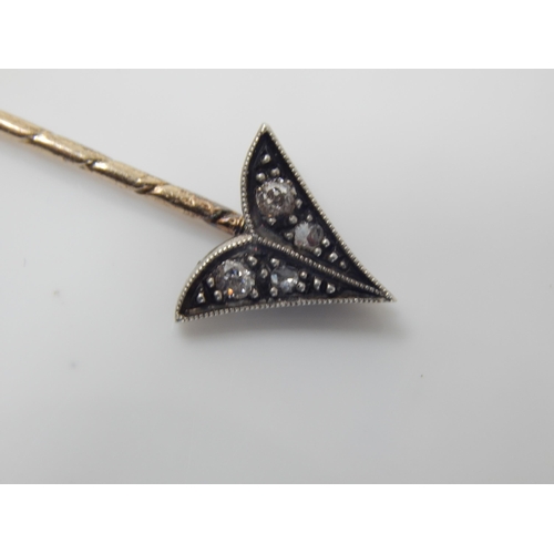 4 - Victorian Gold & Diamond Fox Head Stick Pin Set with 25 Graduated Round, Old Mine Cut & Rose Cut Dia... 