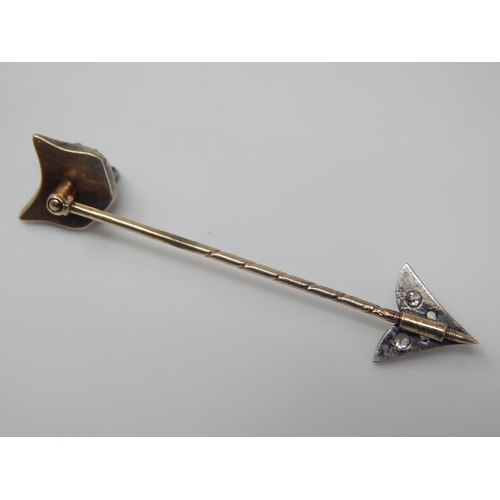 4 - Victorian Gold & Diamond Fox Head Stick Pin Set with 25 Graduated Round, Old Mine Cut & Rose Cut Dia... 