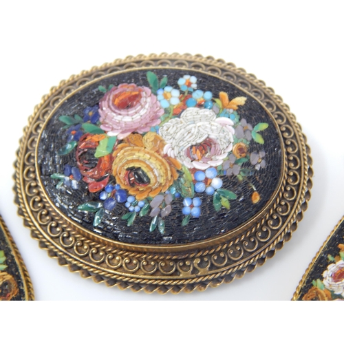11 - An Exceptional Victorian Unmarked Gold Millefiori Locket Back  Brooch 48mm x 40mm with Earrings: Gro... 