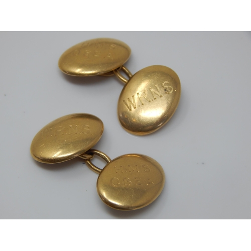16 - A Pair of 18ct Gold Cufflinks: Weight 11.94g