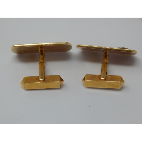 5 - A Heavy Pair of 18ct Gold Diamond Set Cufflinks: Weight 24.82g