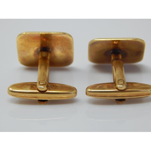 6 - A Pair of 18ct Gold Diamond Set Cufflinks: Weight 14.27g