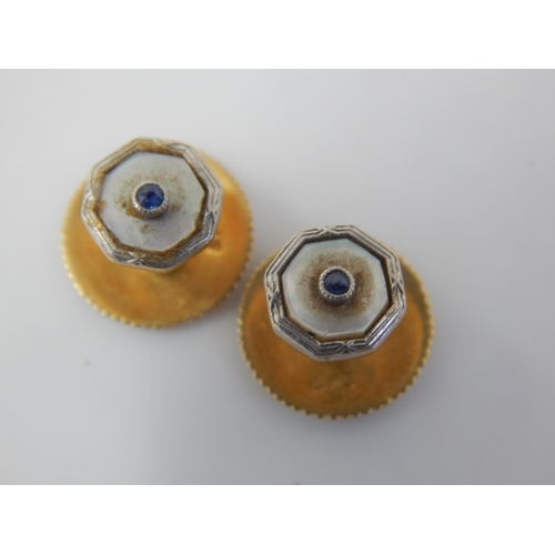 24 - A Pair of 18ct Gold & Sapphire Set Studs: Weight 2.88g