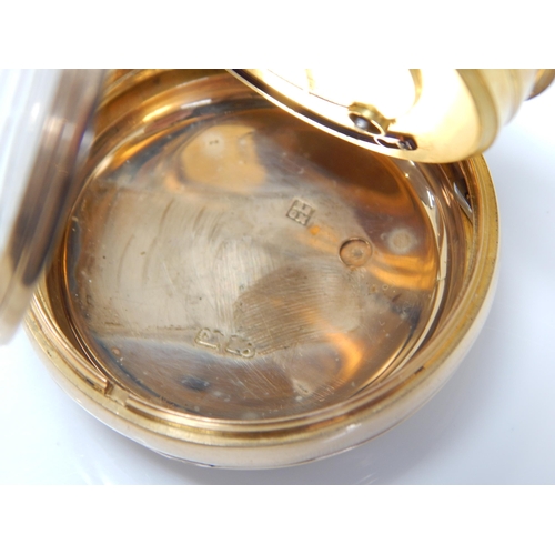 28 - A Heavy Victorian 18ct Gold Gentleman's Key Wind Pocket Watch with White Enamel Dial & Subsidiary Se... 