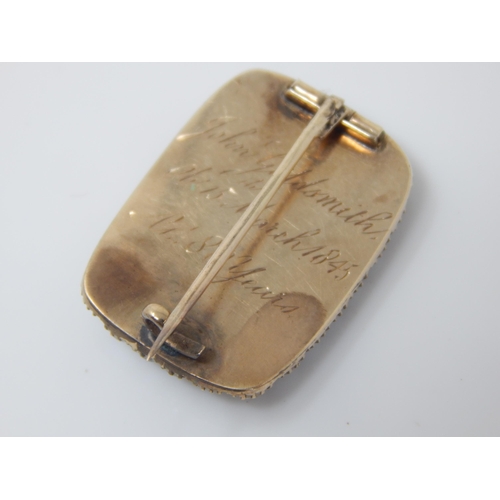 33 - Victorian 15ct Gold Mourning Brooch Set with a Central Hair Panel within a Seed Pearl Border. Engrav... 