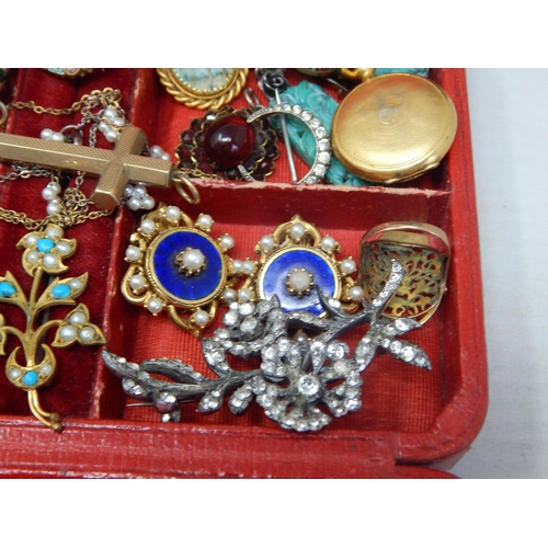 41 - A Quantity of Antique & Vintage Costume Jewellery Contained in Two Jewellery Boxes