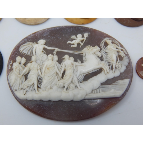 44 - A 19th Century Finely Carved Cameo Depicting a Classical Scene together with a Quantity of Portrait ... 