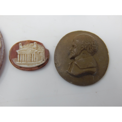 44 - A 19th Century Finely Carved Cameo Depicting a Classical Scene together with a Quantity of Portrait ... 