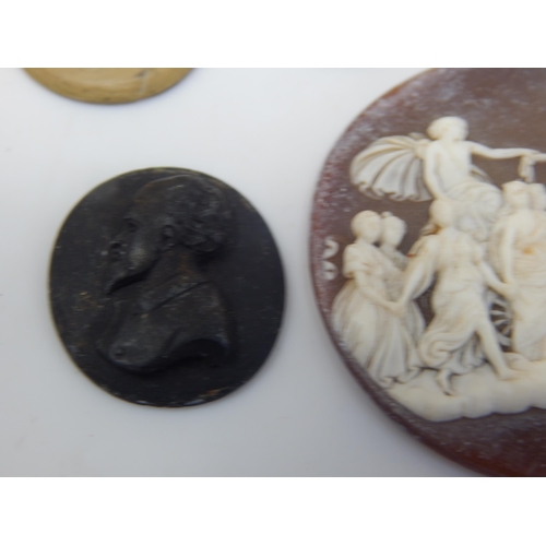 44 - A 19th Century Finely Carved Cameo Depicting a Classical Scene together with a Quantity of Portrait ... 