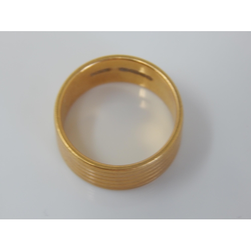 47 - 22ct Gold Wide Band Wedding Ring: Size L/M: Weight 8.02g