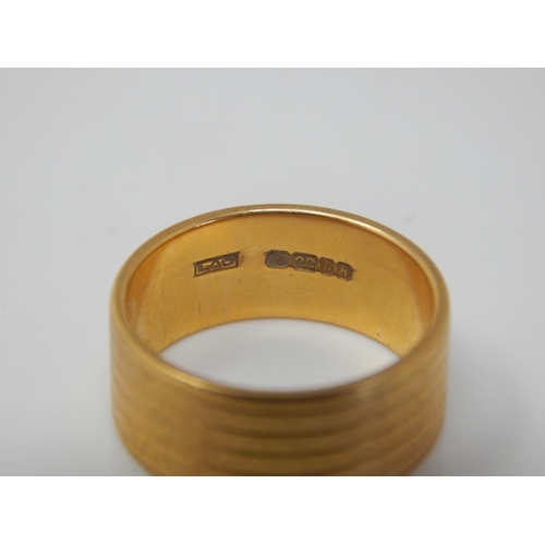 47 - 22ct Gold Wide Band Wedding Ring: Size L/M: Weight 8.02g