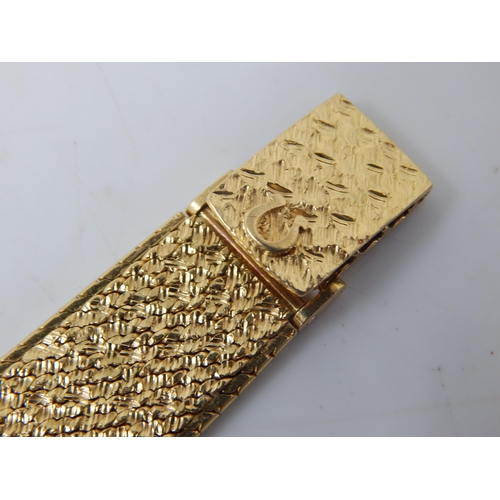 93 - OMEGA 18ct Gold Ladies Wristwatch on 18ct Gold Bracelet with Adjustable Length Strap: Hallmarked Lon... 